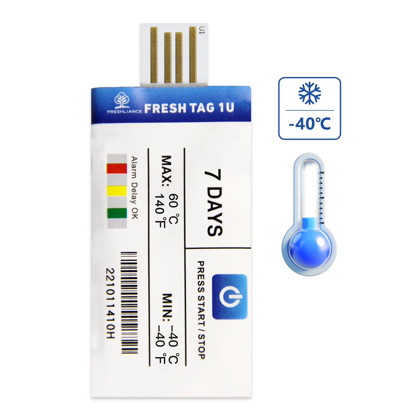 Fresh Tag 1U Temperature Data Logger with PDF Reports