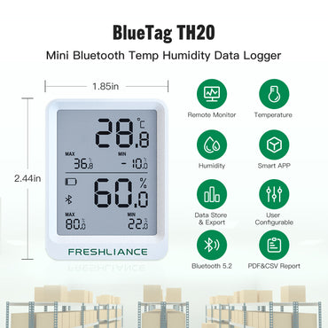 BlueTag TH20 Bluetooth Temperature and Humidity Data Logger