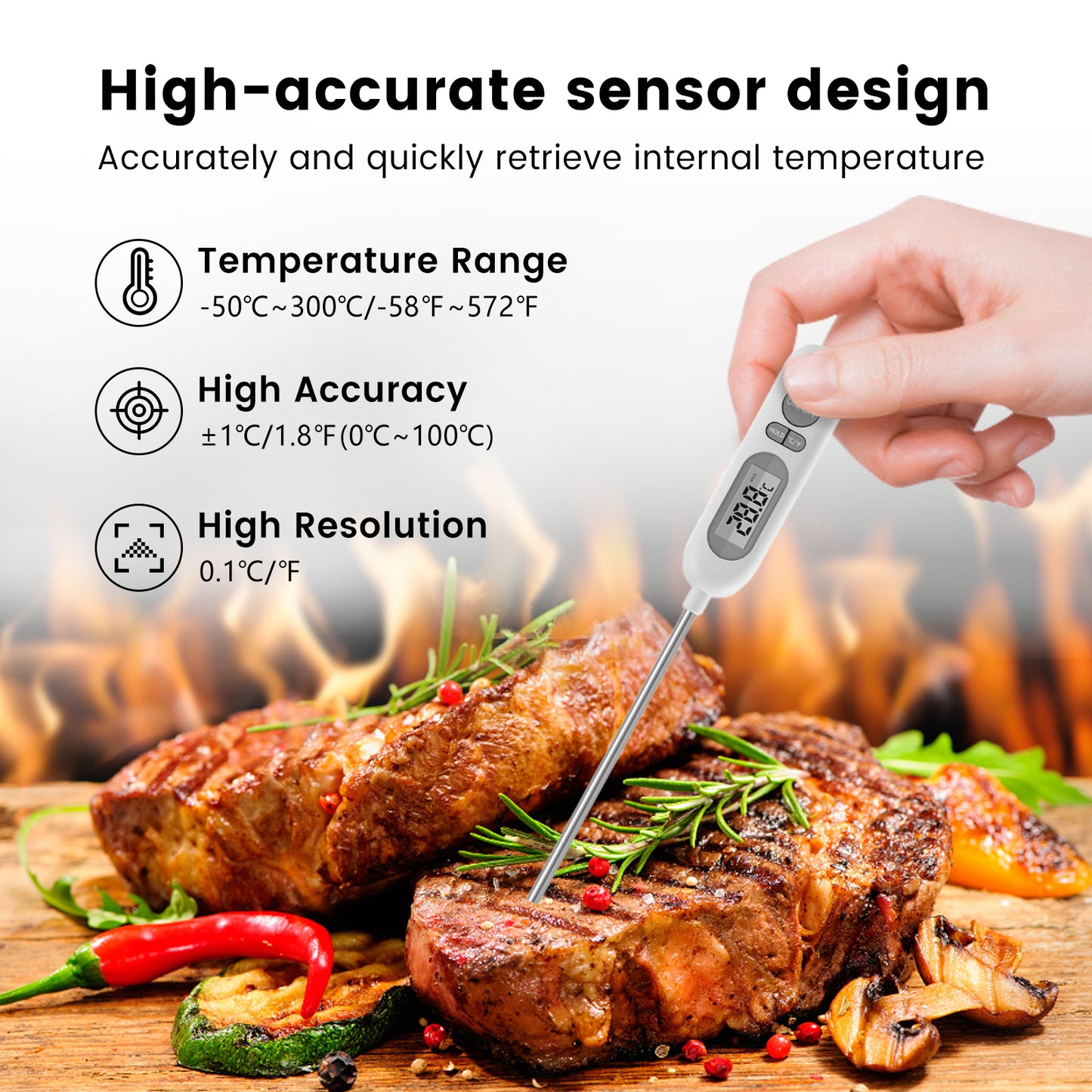 Waterproof Instant Read Food Thermometer