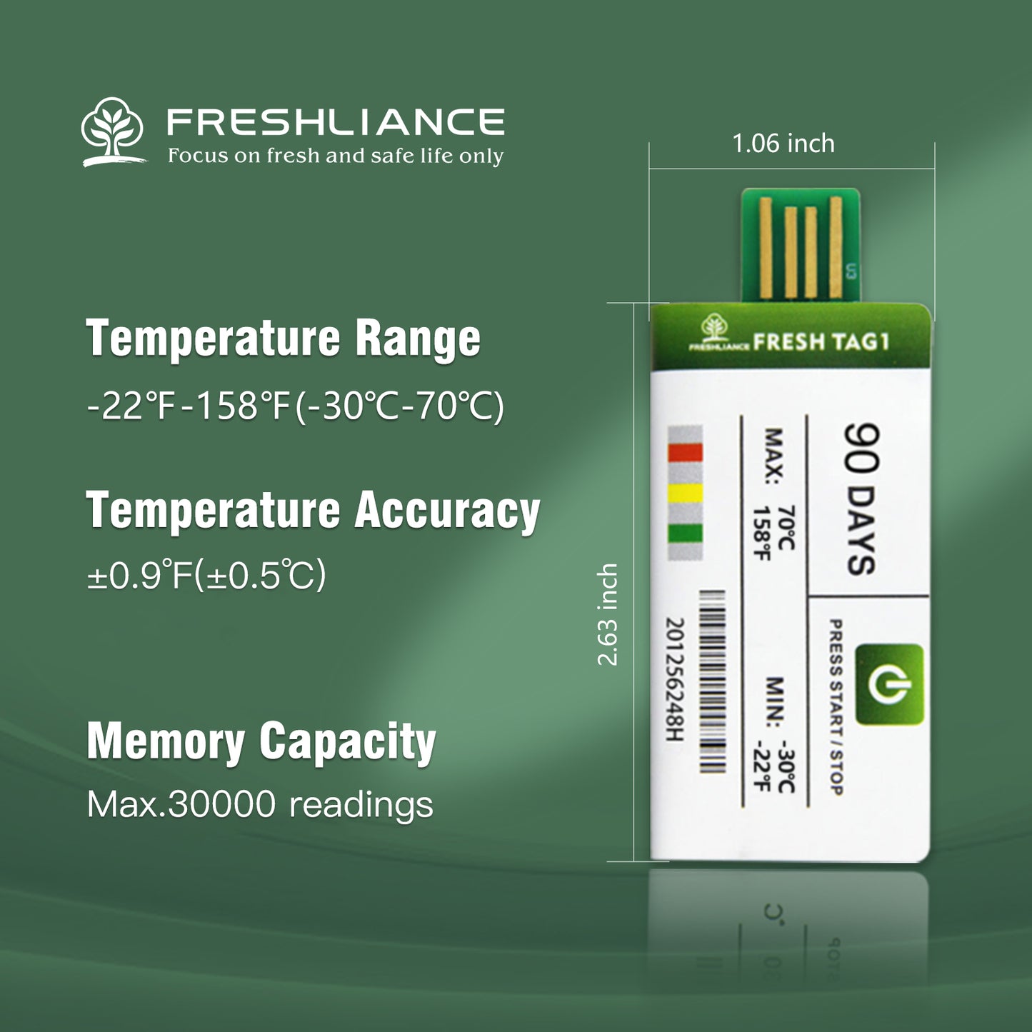 Fresh Tag 1 USB Temperature Data Logger