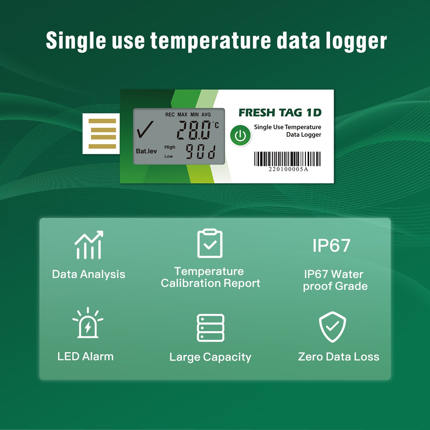 Fresh Tag 1D LCD Temperature Data Logger