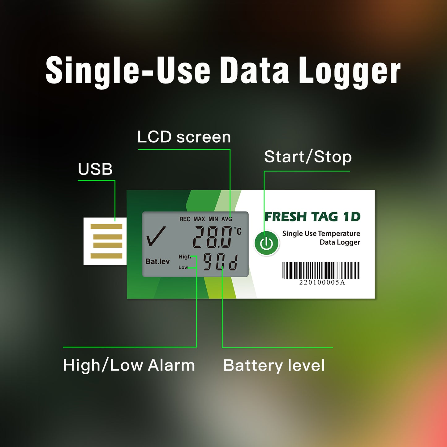 Fresh Tag 1D LCD Temperature Data Logger