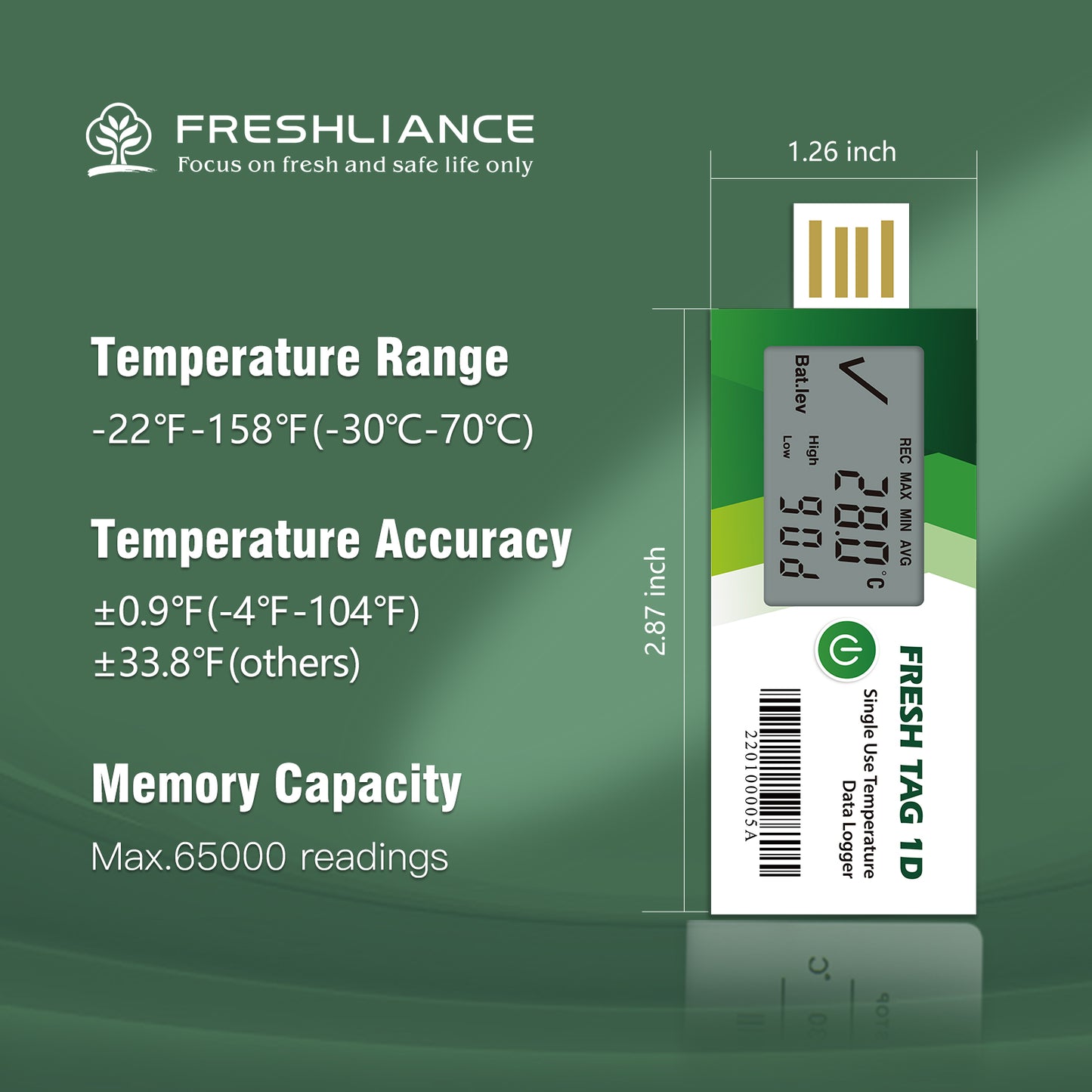 Fresh Tag 1D LCD Temperature Data Logger