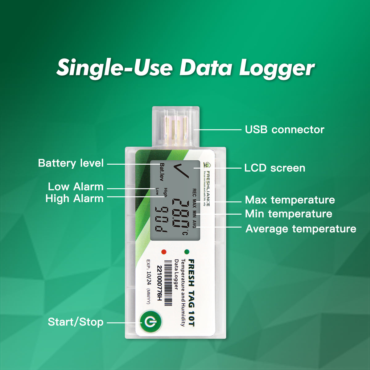 Unit Data Tag Fresh Tag 10T Single Use Temperature Data Logger – Freshliance ...