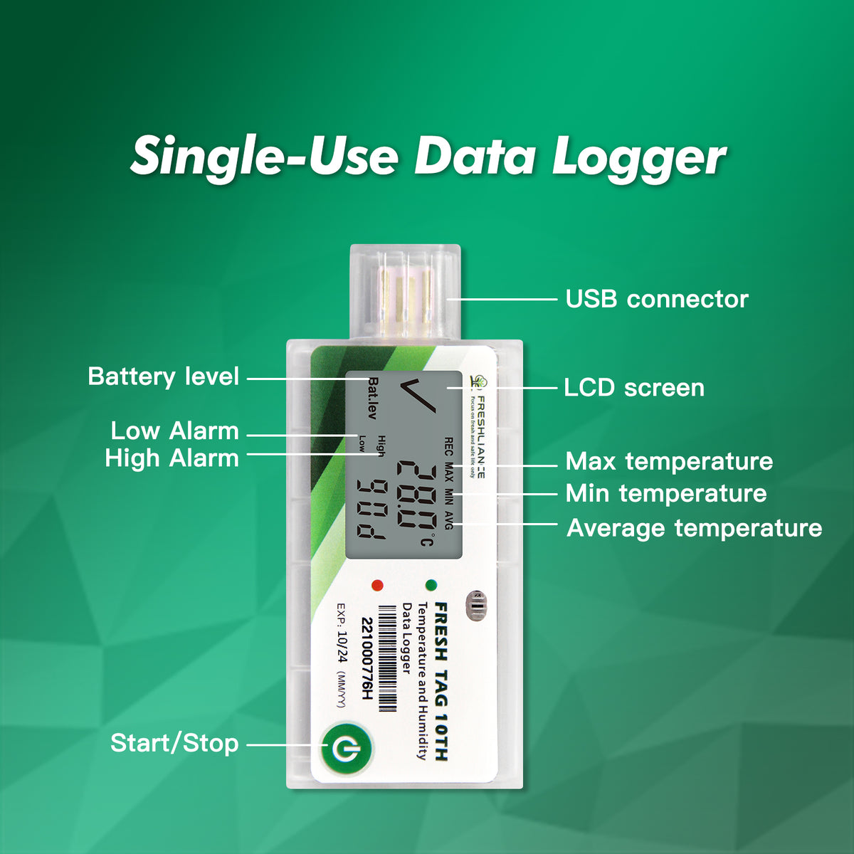 Humidity Monitor Tags Fresh Tag 10TH Temperature Humidity Data Logger – Freshliance ...